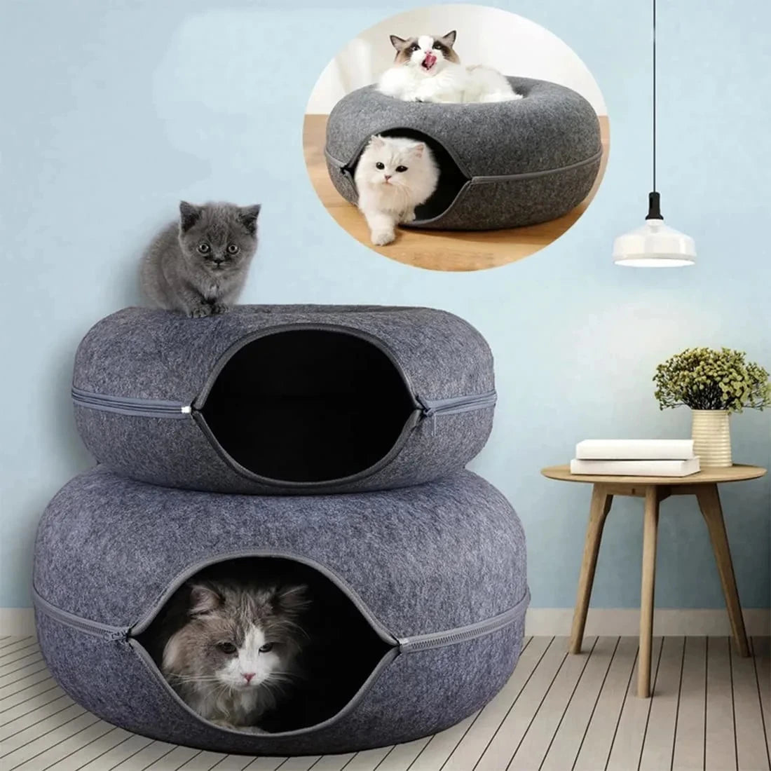 MeowMoon - Interactive Round Small Cat Donut Sleeping Pet Toy