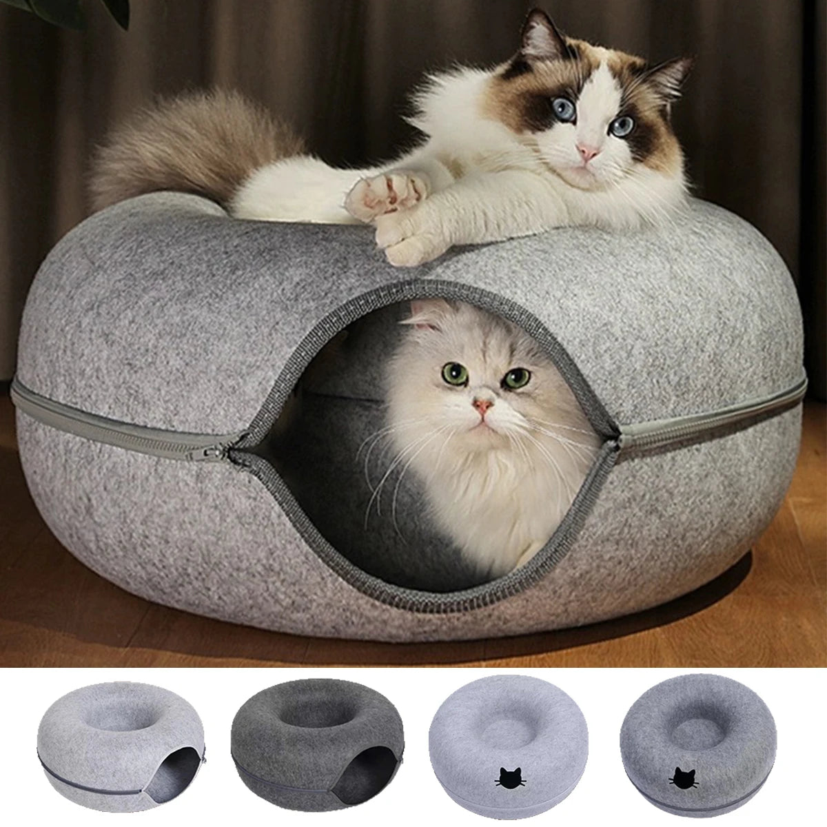 MeowMoon - Interactive Round Small Cat Donut Sleeping Pet Toy