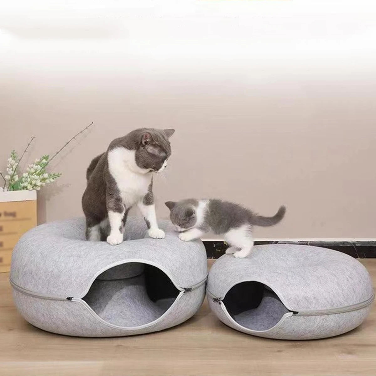 MeowMoon - Interactive Round Small Cat Donut Sleeping Pet Toy